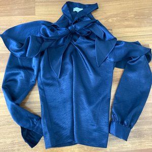 L'Academie Blue Tie Blouse